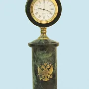 Настольные часы с гербом России и змеевиком, 250 мм — необычный подарок — фотография 2