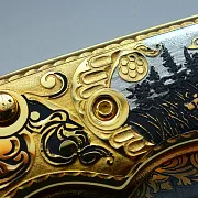 Увеличенный складной дамасский нож «Тигр» — красивый подарок — фотография 5