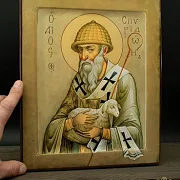 Икона "Св. Спиридон Тримифунтский" ручная работа — необычный подарок — фотография 1