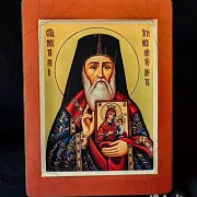 На память: Икона деревянная "Святитель Нектарий Эгинский" — фотография 5