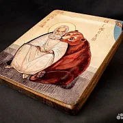 Подарочная икона деревянная "Пр. Серафим Саровский с медведем — фотография 3