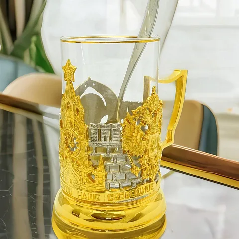 Латунный подстаканник «Кремлевские куранты» в подарок