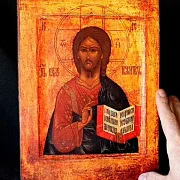Подарочная икона "Христос Пантократор" дерево, ручная работа — фотография 2