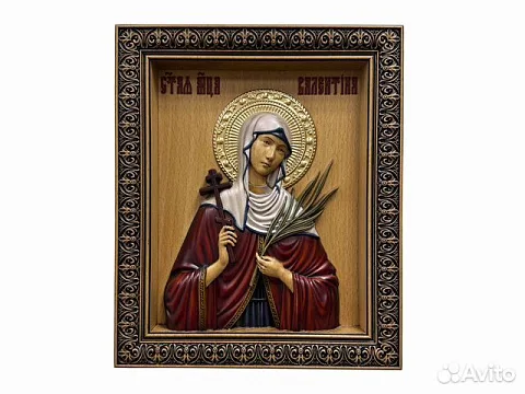Святая Валентина резная икона из дерева — оригинальный подарок