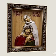 Икона резная Святые Петр и Феврония Муромские в подарок — фотография 2