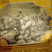 На память: Деревянные нарды «Малахит» с позолоченной златоустовской гравюрой — фотография 6