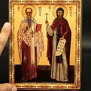 Икона святых, равноапостольных Кирилла и Мефодия — красивый подарок — фотография 1