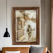 Бронзовая картина «Серенада. Парень» с подсветкой — оригинальный подарок — фотография 1