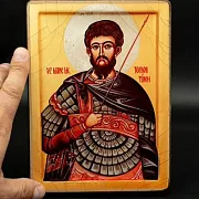 Икона "Феодор Тирон - покровитель воинов" — оригинальный подарок — фотография 1