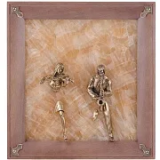 Подарочное панно «Скрипачка и саксофонист» на ониксе — фотография 4