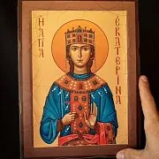 Деревянная Икона "Святая Екатерина" — необычный подарок — фотография 1