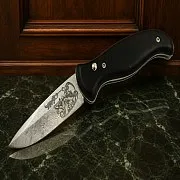 Рабочий складной нож №1, дамаск — необычный подарок — фотография 1
