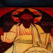 Икона деревянная "Господь Саваоф" — оригинальный подарок — фотография 5