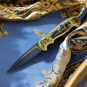 Увеличенный складной дамасский нож «Тигр» — красивый подарок — фотография 1